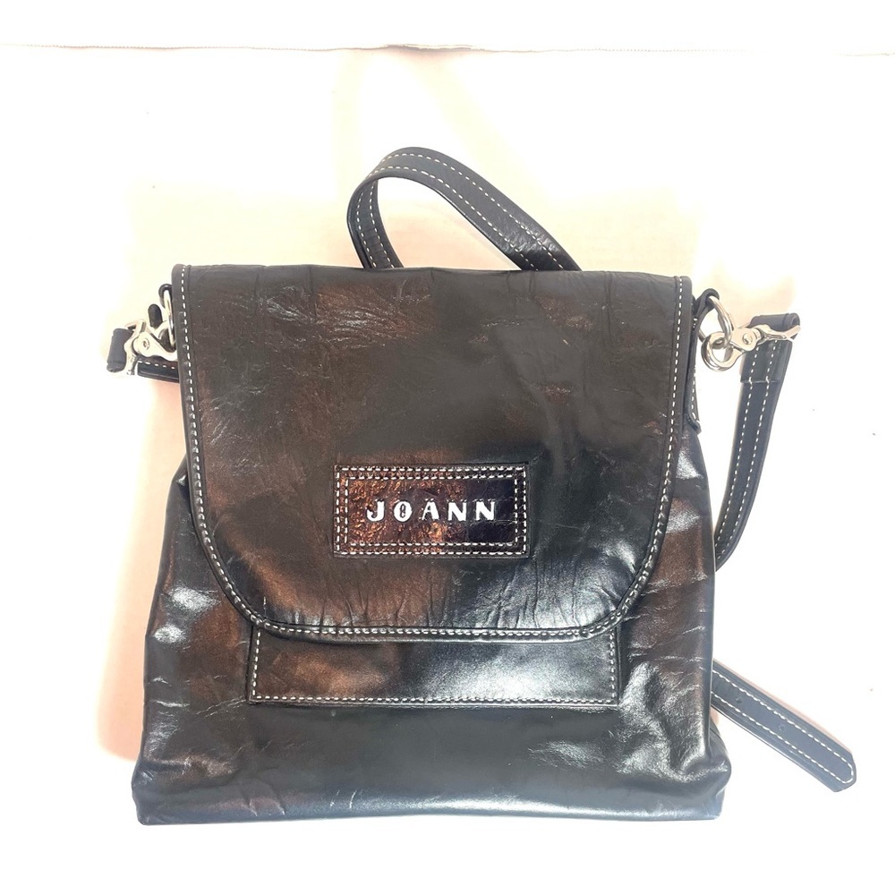 Black 100% Genuine Leather Crossbody Bag Personalized “Joann” Adjustable Strap